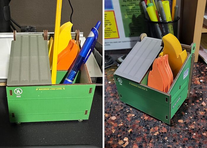 This Pencil Holder With Flame Note Cards Is The Perfect Accessory For Your Dumster Fire Day