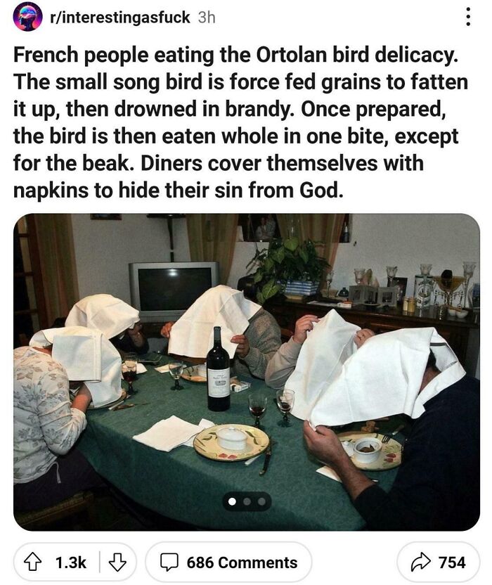 French Diners Eating Tiny Birds Whole (From R/Interestingasfuck)