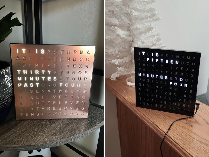 Even People Who Cant Read Analogue Time Anymore Can Understand This Sleek LED Light-Up Word Clock 