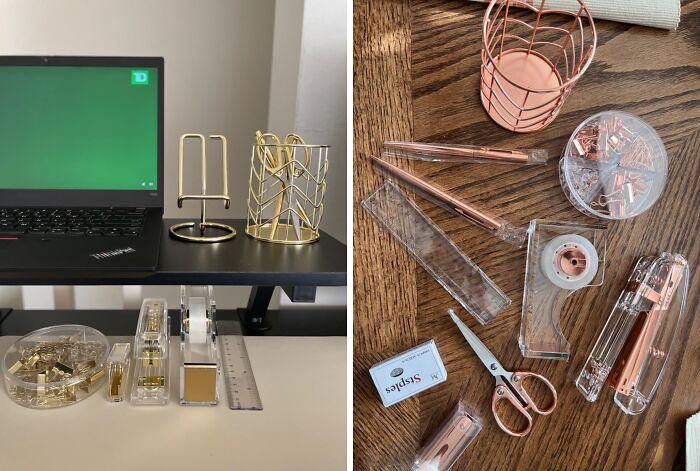 This Metalic Office Supply Set Looks Like It Needs Its Own Safety Deposit Box 