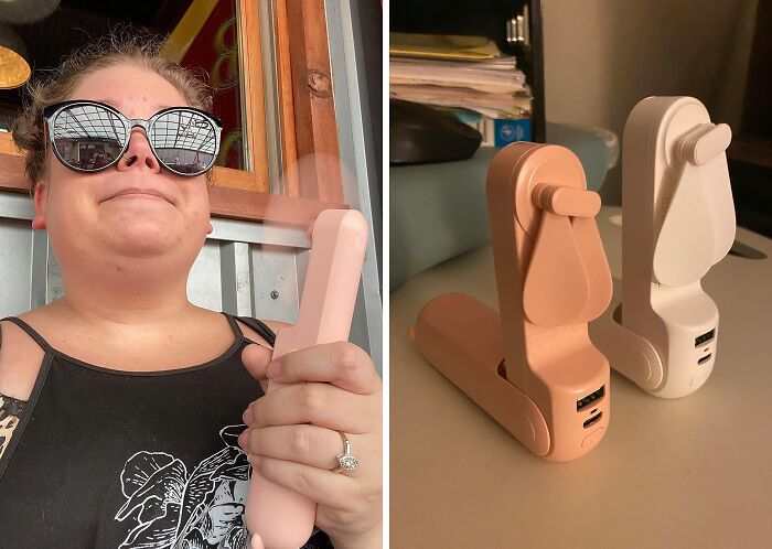 Heatwaves Aren't A Mach For This Handheld Rechargeable Mini Fan 