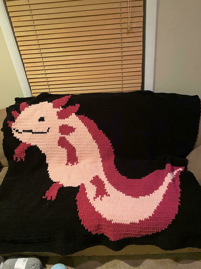 I Made My BF This Blanket, It Took So Much Yarn And I Accidentally Made It Massive