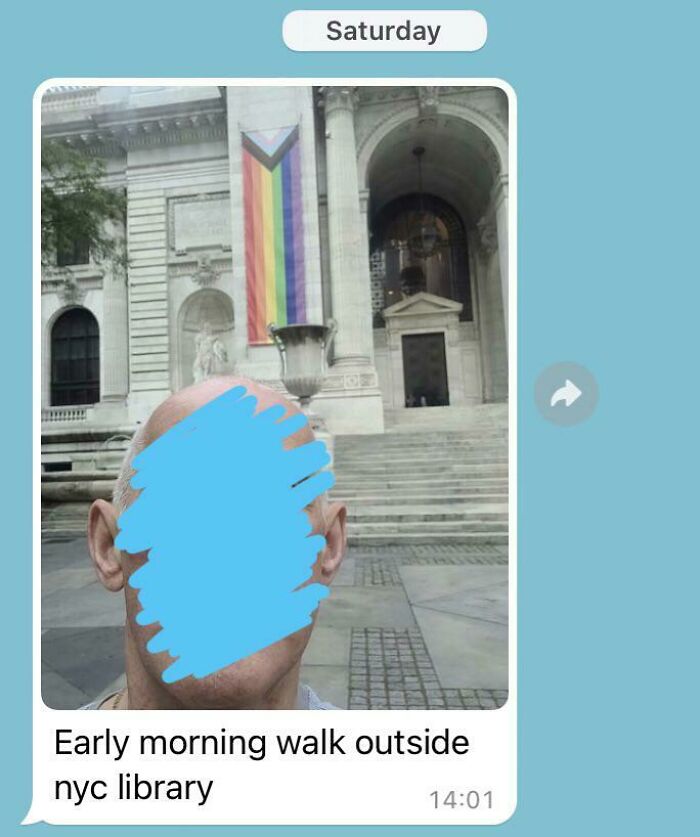 My Parents Are On Holiday In NYC (Their First Time Ever Outside Europe) And I Still Smile Knowing My Dad Thought Of Me When He Saw A Pride Flag Outside On Their Second Morning There