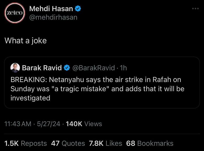 Screenshot of a Twitter exchange highlighting a tragic mistake air strike that did not go as expected.