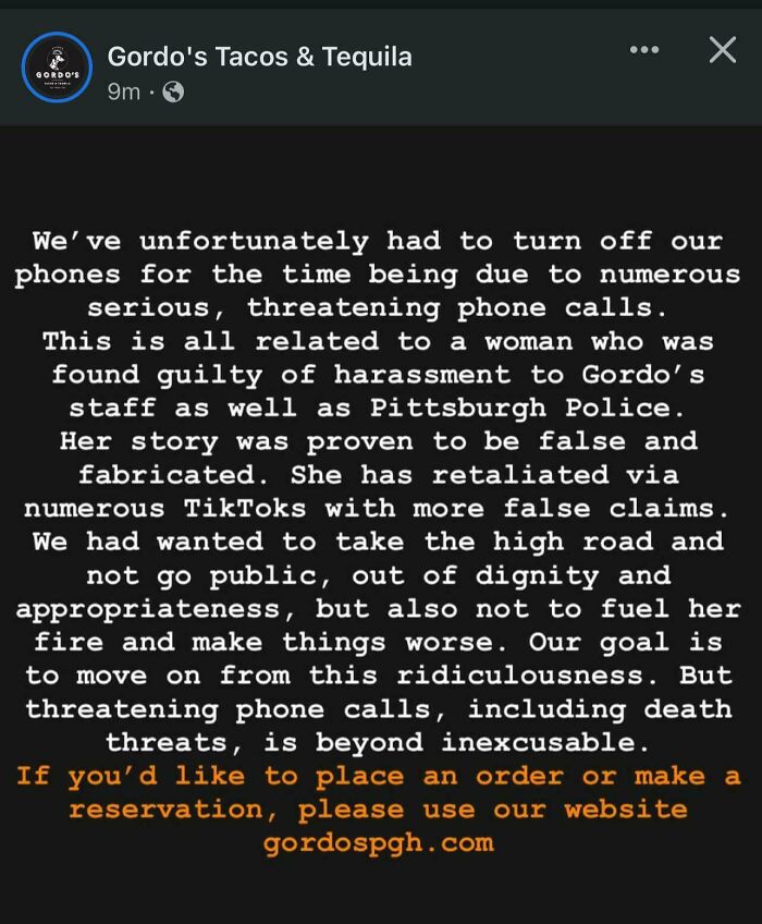 A Restaurant In My Neighborhood Had To Shut Off Their Phones Because Of A Wannabe Tiktok Influencer