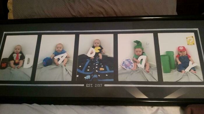 My Friend Wanted Some Pictures Of His Baby For His Game Room. His Wife Surprised Him With These For Father's Day