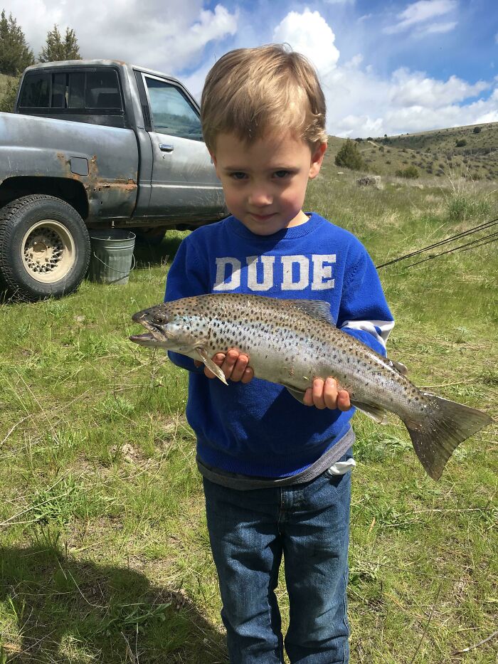 My Son Caught His First Fish All By Himself. Told Me It Was For Father's Day. So Proud