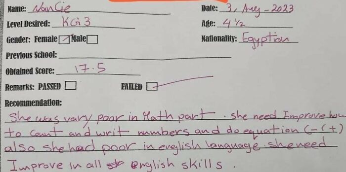 4-Year-Old Girl Was Denied School Enrollment Because "She Had Poor In English Language"