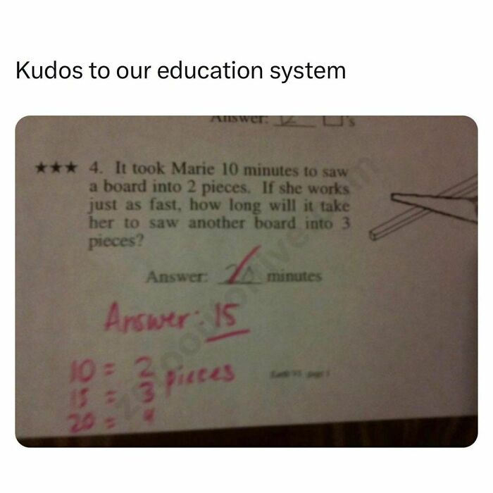 Math homework showing a student’s incorrect answer, highlighting struggles of students and young adults in education.