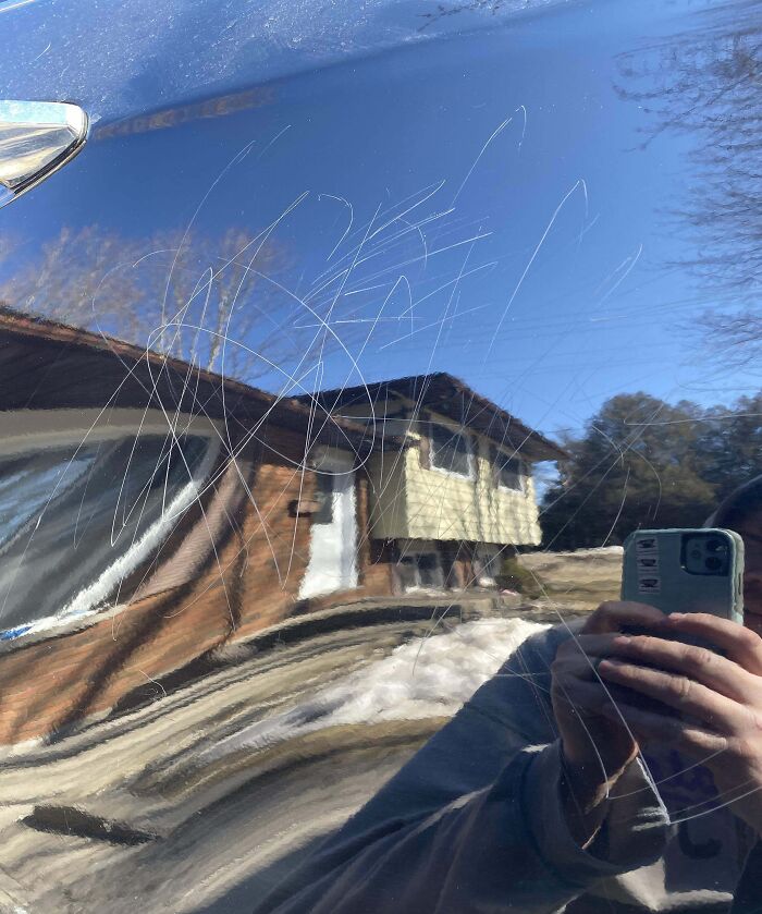 My Beautiful Children (2 And 4 Year Old) Drew Me A Picture... On My Car... With Rocks