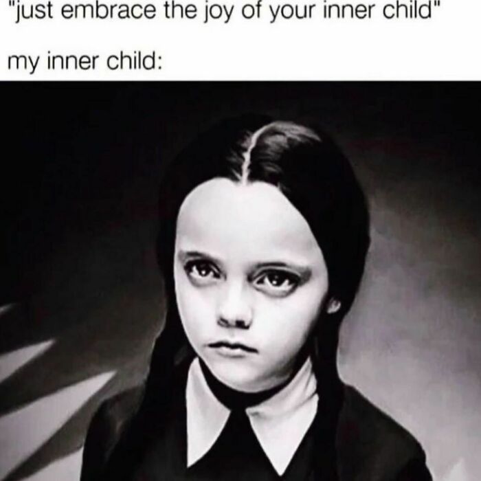 "Vintage girl with deadpan expression, capturing the essence of memes for barely functioning individuals."