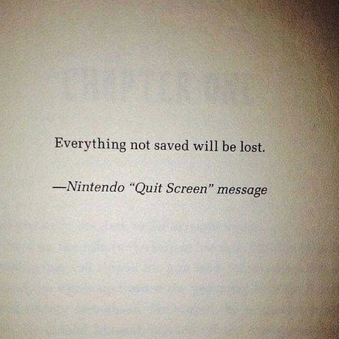 Nintendo quit screen message: "Everything not saved will be lost."