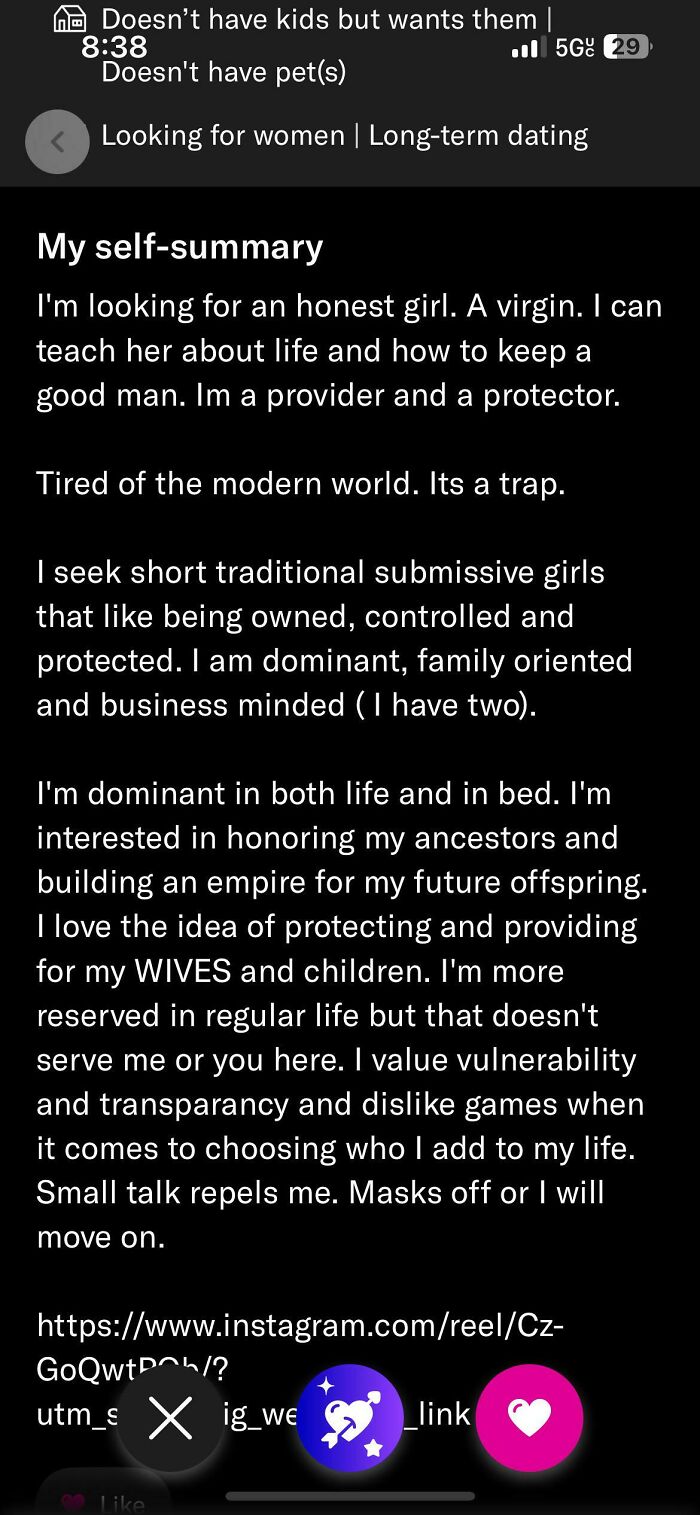 This Guy Messaged Me And I Happened To Look At His Bio Gives Me Creeps