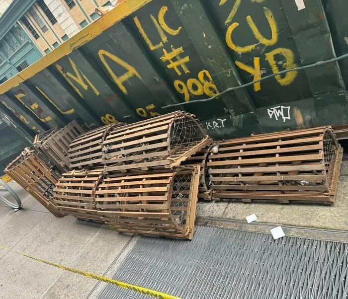 Lobster Catching Anyone? Fake Lobster Cages From The Now Closed Burger & Lobster Restaurant. 19th Between 5th And 6th