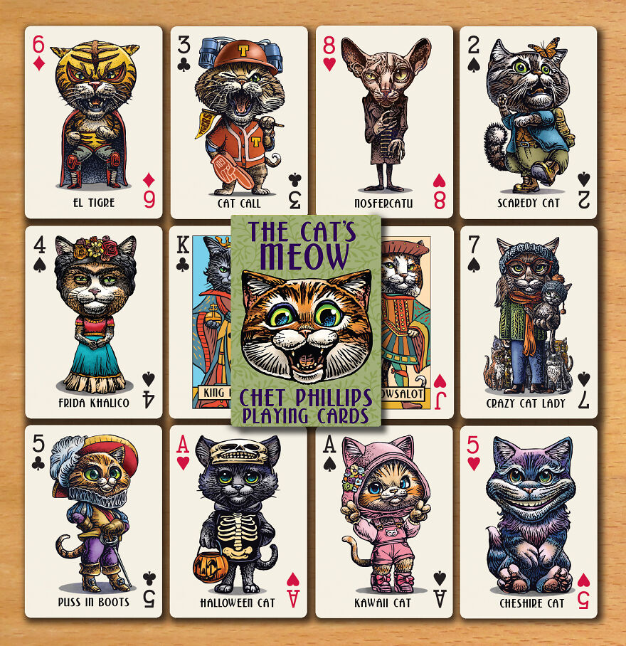 Cat's Meow Playing Cards By Chet Phillips