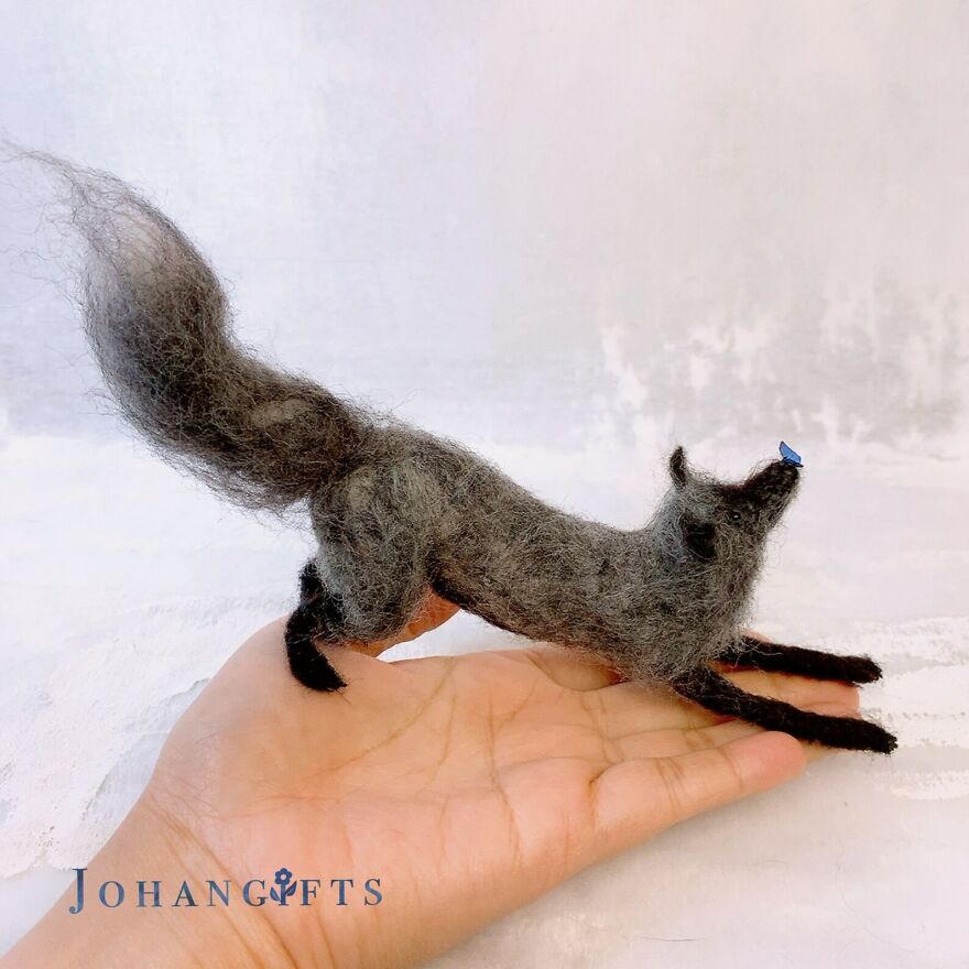 Silver Fox And Butterfly