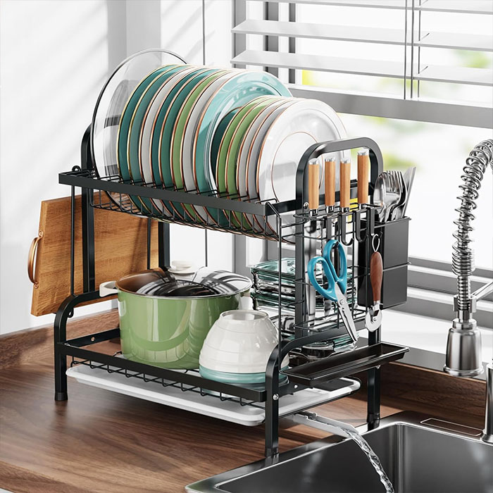 Dry Dishes In Style With A 2-Tier Dish Drying Rack For A Sleek Kitchen Look