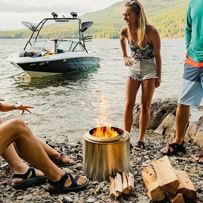 If You Like To Sit Around The Crackling Fire But Don't Want To Smoke Your Neighbor Out, Opt For This Smokeless Fire Pit