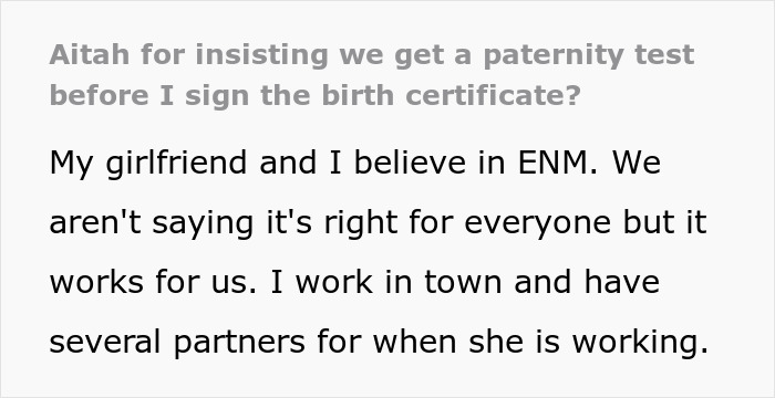 &ldquo;[Am I The Jerk] For Insisting We Get A Paternity Test Before I Sign The Birth Certificate?&rdquo;