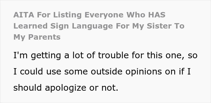 Son Points Out Everyone Who Learned Sign Language For Sister, Upsets Parents Son Points Out Everyone Who Learned Sign Language For Sister, Upsets Parents