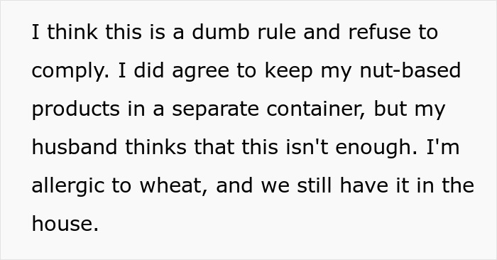 Man Puts Friend's Food Allergies Above Spouse's, So They Refuse To Get Rid Of Allergens At Home