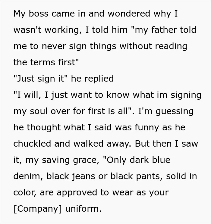 Boss Enforces A Dress Code Without Actually Reading It, Regrets It When Worker Retaliates