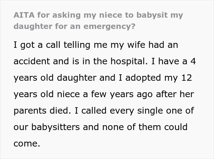 Teen Feels Like A Fake Daughter After Dad Blurts Out He Adopted Her To Babysit His Toddler
