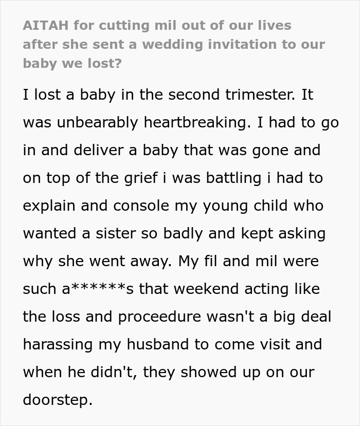 Woman Blocks MIL A Week Before Mother&rsquo;s Day As She Sent Her A Wedding Invitation For Her Dead Baby