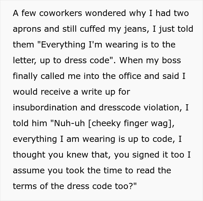 Boss Enforces A Dress Code Without Actually Reading It, Regrets It When Worker Retaliates