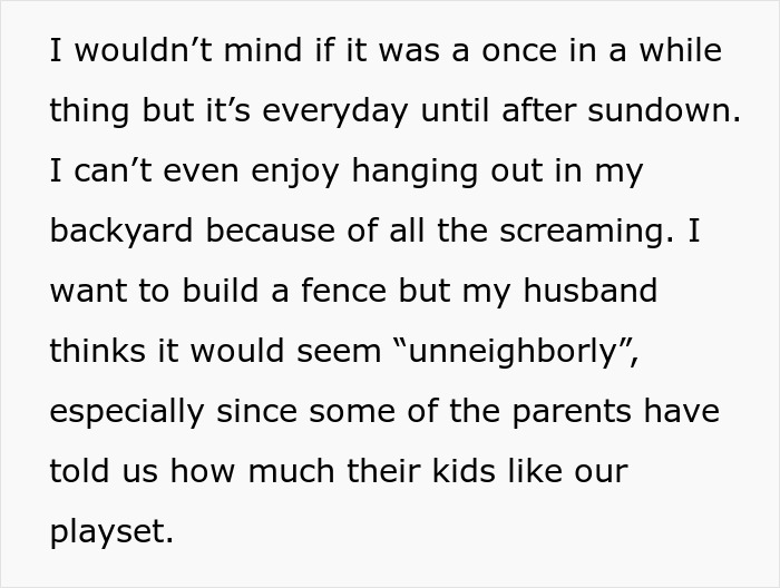 Woman Left Fuming After Neighborhood Kids Invade Her Private Backyard Playset