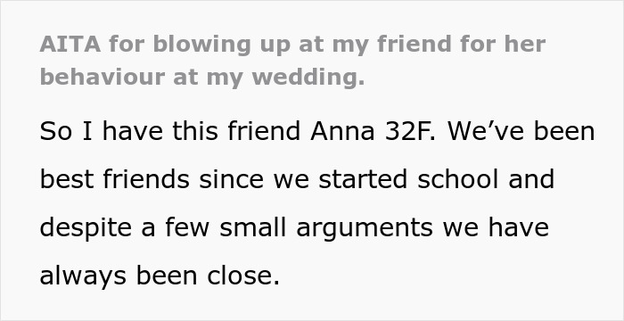“AITA For Blowing Up At My Friend For Her Behavior At My Wedding?” “AITA For Blowing Up At My Friend For Her Behavior At My Wedding?”