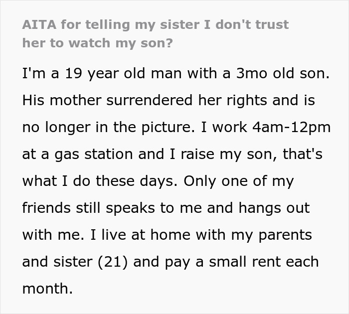 Family Drama Ensues After Man Doesn&rsquo;t Ask Sister To Babysit His Baby After Her Constant Complaints