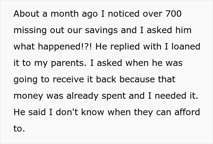 Sole Breadwinner Decides To Separate Finances After Husband Keeps Giving Their Money Away