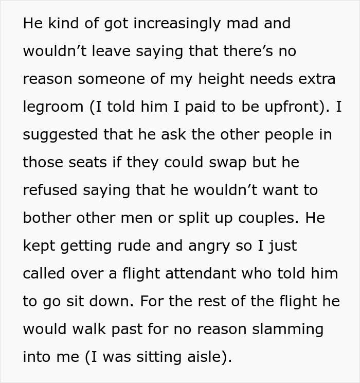 Woman Calls Flight Attendants After 6&rsquo;4&rdquo; Tall Guy Wouldn&rsquo;t Take No For An Answer To Swapping Seats