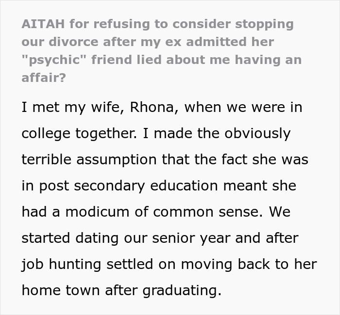 Wife Wants Husband To Stop The Divorce After She Found Out He Wasn&rsquo;t Cheating As Her Psychic Said 