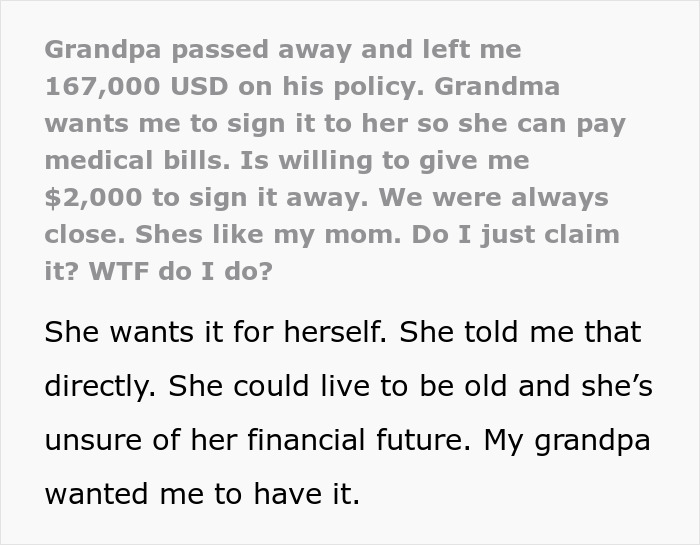 &ldquo;Wants It For Herself&rdquo;: Person Asks For Advice After Grandma Goes After Their Inheritance