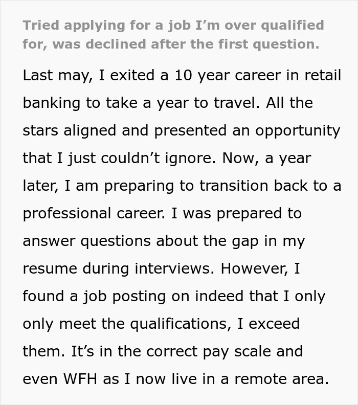 Woman Gets Rejected From Job Application After The First Question, Decides To Test The Process