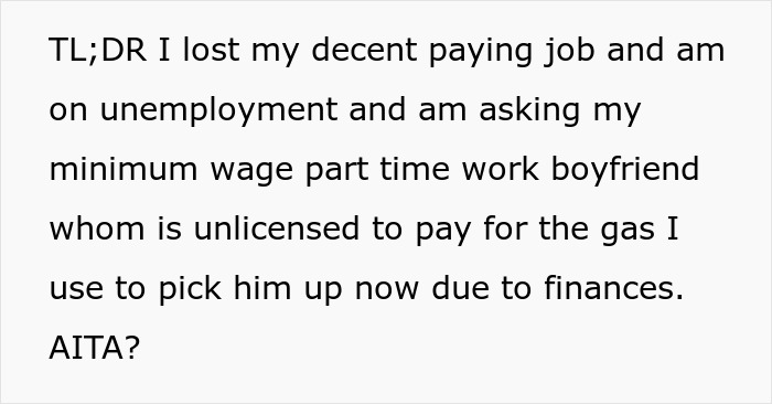 Woman Gets A Reality Check About Her &lsquo;Loser&rsquo; Boyfriend Online After Asking Him To Pay For Gas