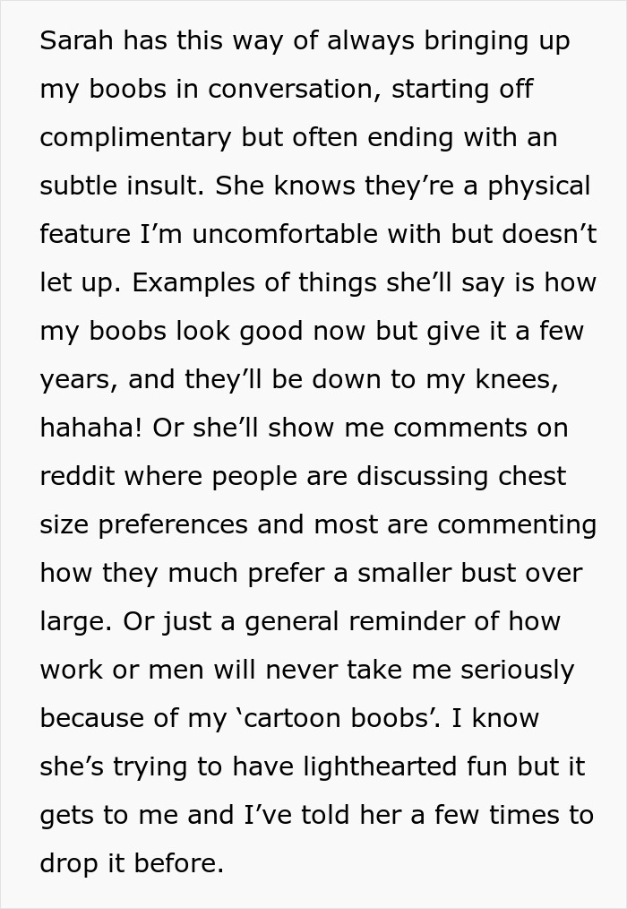 Coworker Keeps Mocking Woman Over Her Large Chest, It Finally Backfires On Her