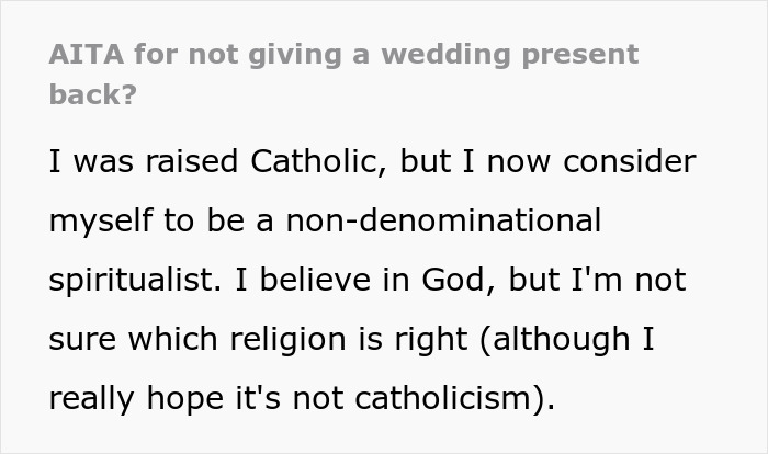 Aunt Asks Couple To Return Wedding Gift Because She Doesn&rsquo;t View Their Marriage As Real 