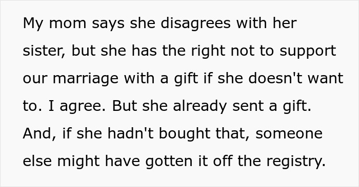 Aunt Asks Couple To Return Wedding Gift Because She Doesn&rsquo;t View Their Marriage As Real 