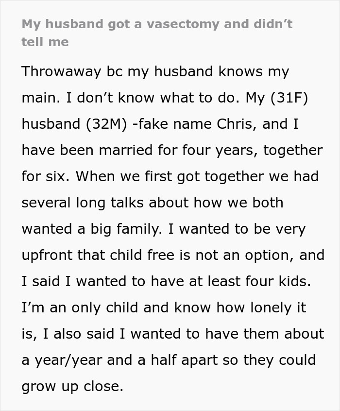 &ldquo;I Feel So Disgusted&rdquo;: Wife Is Shattered After Finding Out Her Husband Secretly Got A Vasectomy