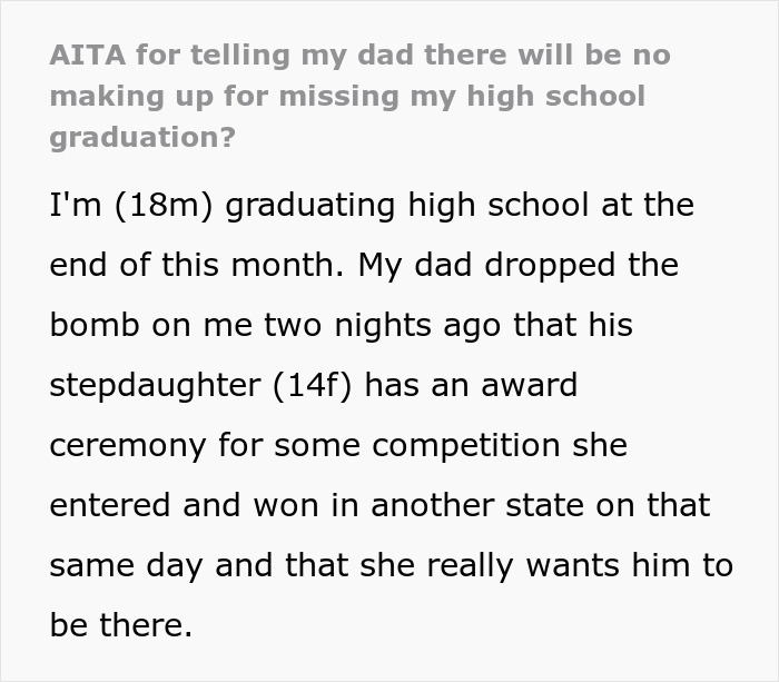 Dad Causes Irreparable Family Rift After Choosing His &ldquo;Little Princess&rdquo; Over Son&rsquo;s Graduation