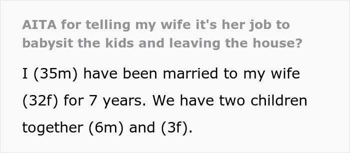 Man Tries To Have One Day Off, Wife “Forgets” Their Agreement, Is Shocked When He Just Leaves Man Tries To Have One Day Off, Wife “Forgets” Their Agreement, Is Shocked When He Just Leaves