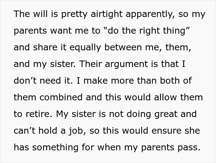 "The Will Is Pretty Airtight": Woman Refuses To Share Inheritance With Family Who Betrayed Her