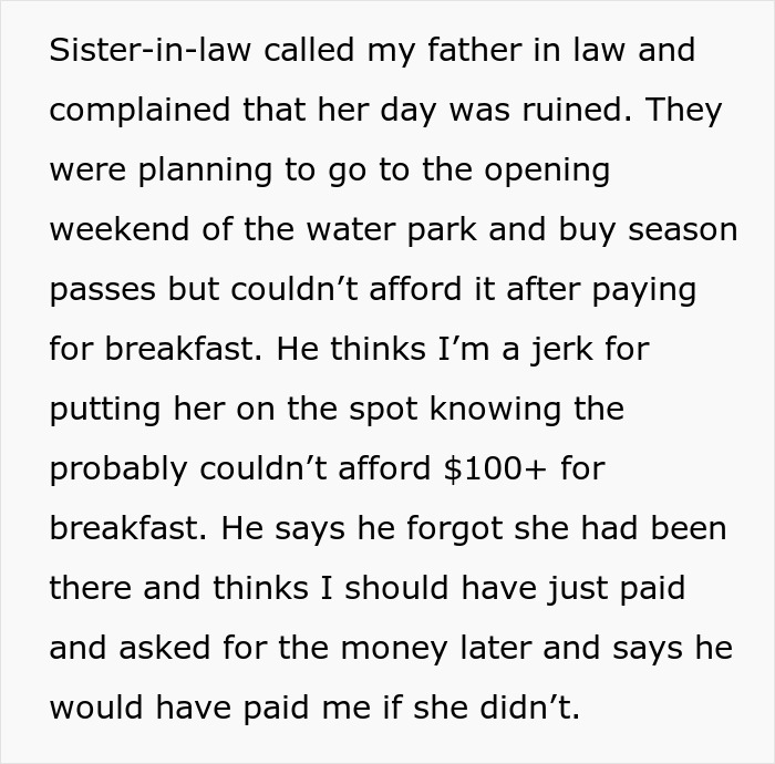 Family Tensions Rise When Man Declines To Cover Sister-In-Law’s 'Forgotten' $111 Bill Family Tensions Rise When Man Declines To Cover Sister-In-Law’s 'Forgotten' $111 Bill