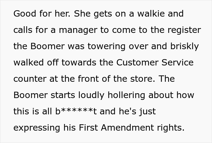 Boomer Thinks He Can Disrespect Cashier, Passerby Decides To Meet Him At His Job For A Lesson