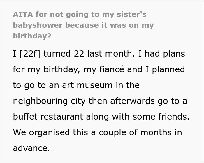Woman Refuses To Cancel Her Birthday Plans To Attend Sister’s 4th Baby Shower, Gets Blocked Woman Refuses To Cancel Her Birthday Plans To Attend Sister’s 4th Baby Shower, Gets Blocked