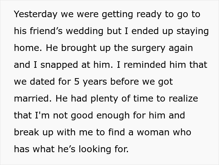 Woman’s Husband Keeps Advocating For Breast Implants For Her, She Finally Snaps Woman’s Husband Keeps Advocating For Breast Implants For Her, She Finally Snaps