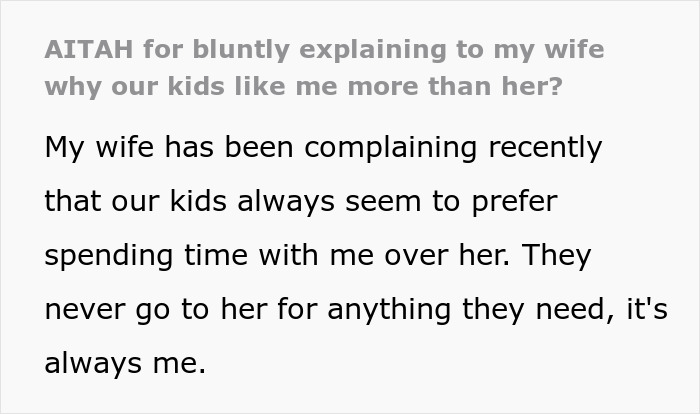Envious Wife Overlooks Husband's Hard Work With Kids, Gets Jealous When They Choose Him Over Her